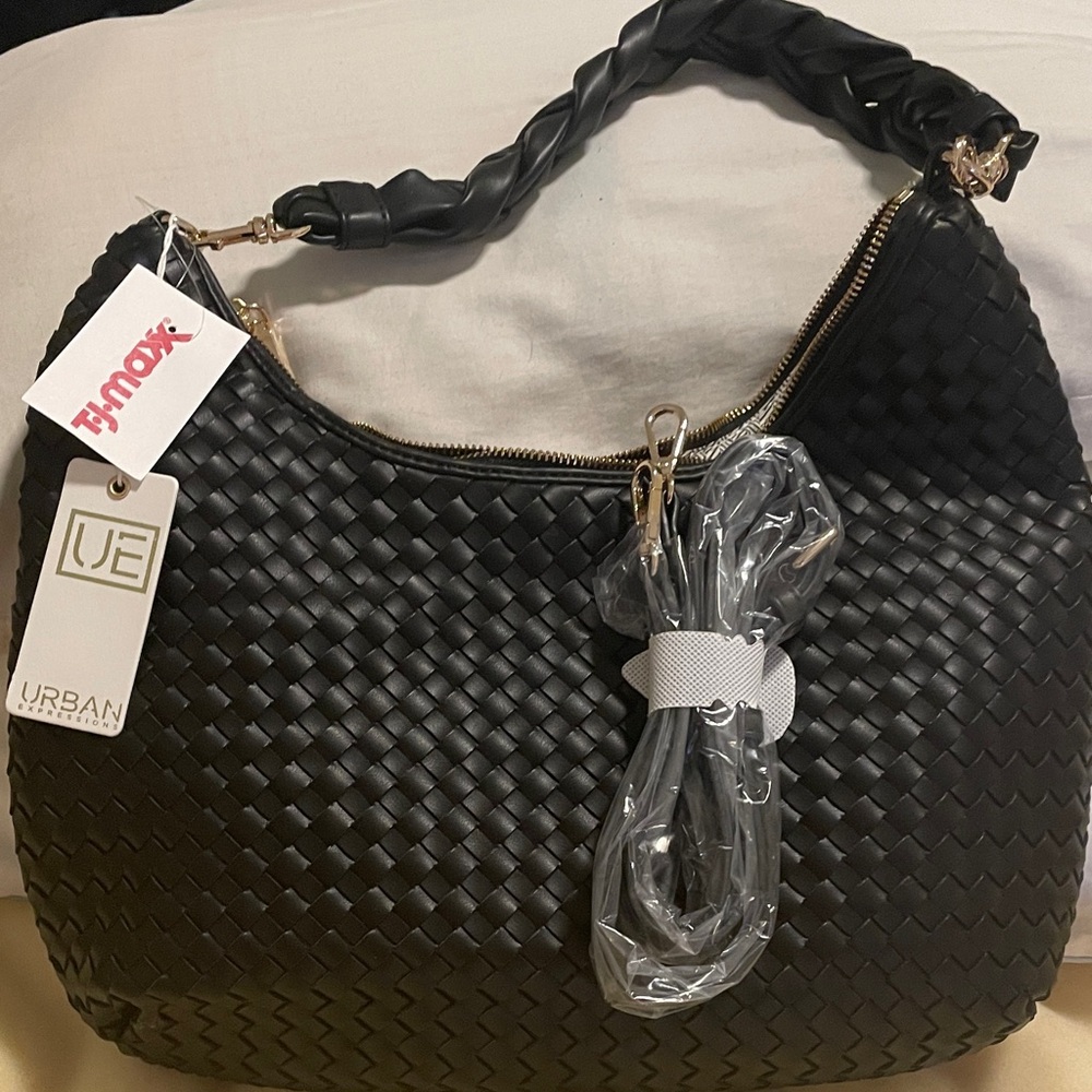 Urban Expressions Black Braided Hobo Bag